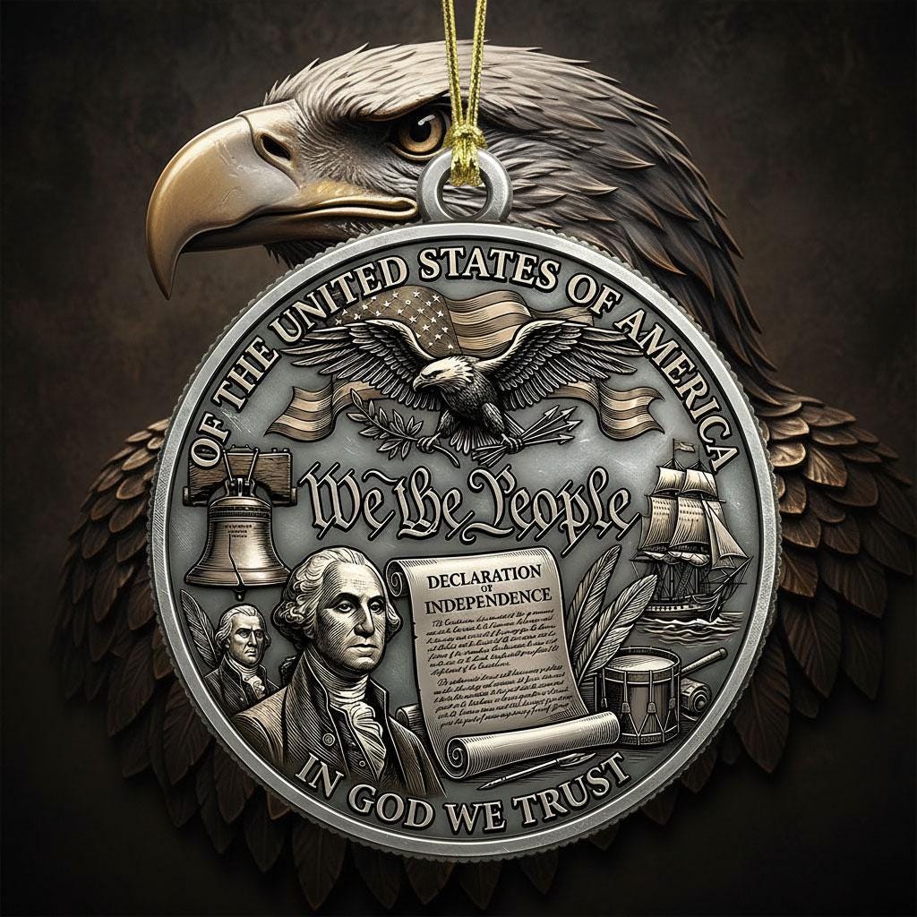 George Washington 250th Ornament, Semiquincentennial We The People Gift, 1776-2026 Declaration of Independence, US History Decor