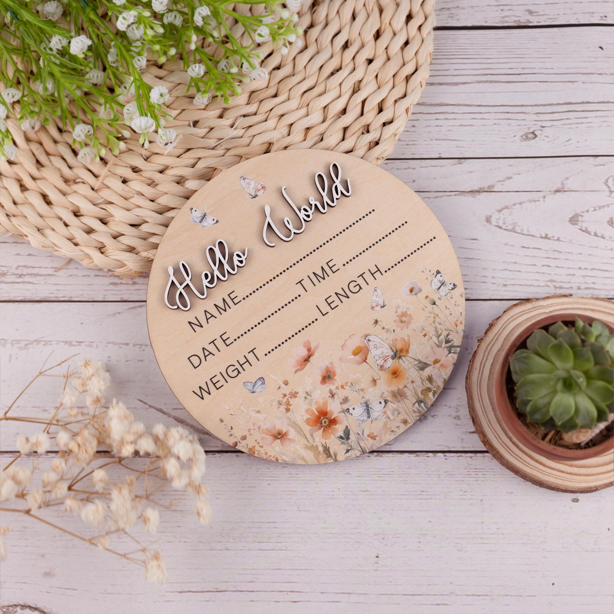 Baby Girl Birth Announcement Sign for Hospital, Baby Photo Prop, Baby Shower Gift, Newborn Gift, Wood Birth Stat Sign, Nursery Decor