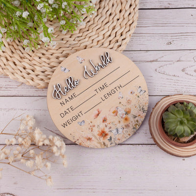 Baby Girl Birth Announcement Sign for Hospital, Baby Photo Prop, Baby Shower Gift, Newborn Gift, Wood Birth Stat Sign, Nursery Decor