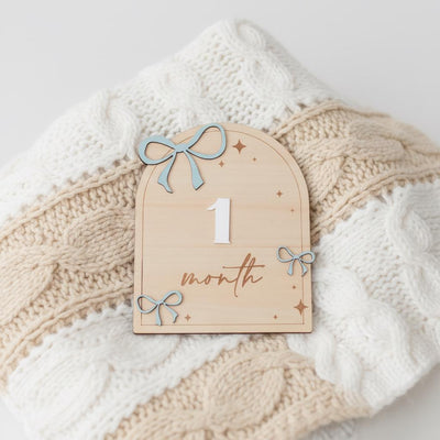 Wooden Baby Milestone Signs 1–12 Months | Monthly Photo Props