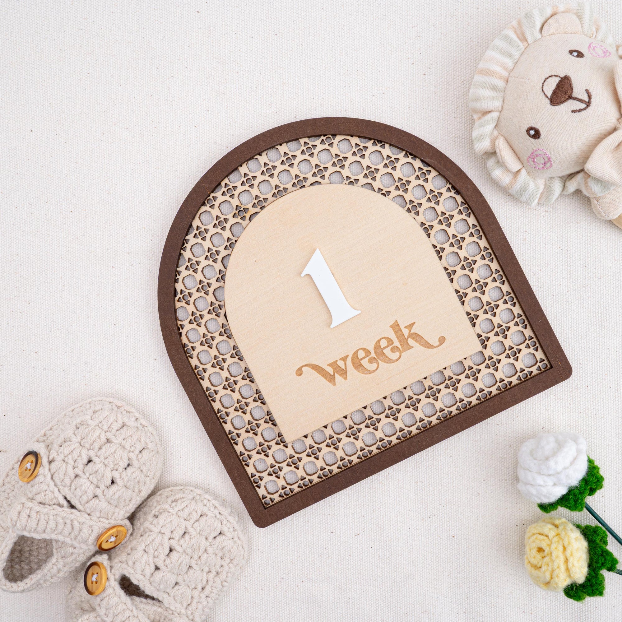 Rattan Milestone, Interchangeable Monthly Milestone, Arch Milestone Card, Boho Baby Milestone, Newborn Photo Prop, Baby Keepsake Gift