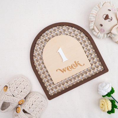 Rattan Milestone, Interchangeable Monthly Milestone, Arch Milestone Card, Boho Baby Milestone, Newborn Photo Prop, Baby Keepsake Gift