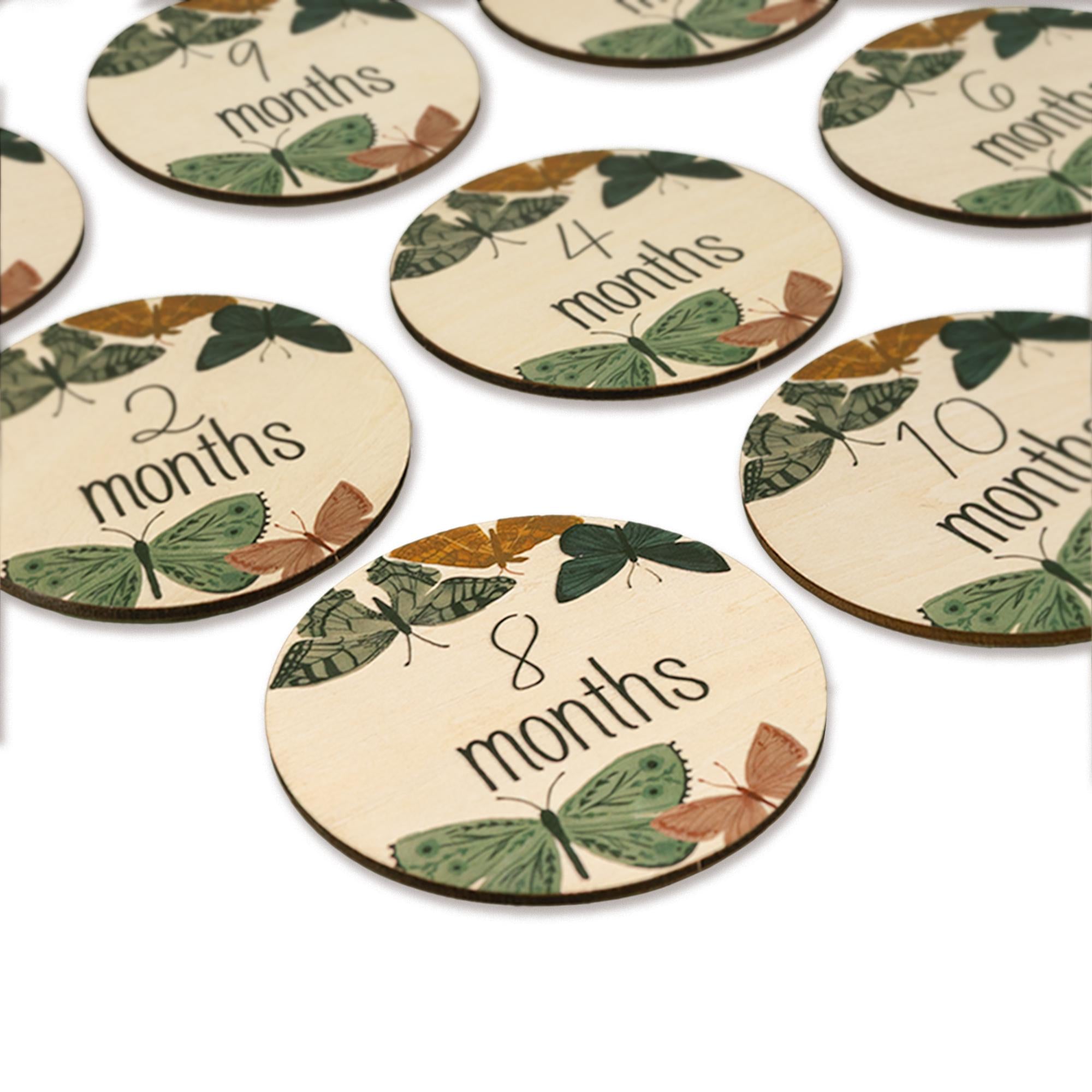 Butterfly Baby Milestone, Wooden Monthly Milestone, Boho Newborn Keepsake,Baby Girl Milestone Set,Baby Milestone Photo Props,Milestone Card