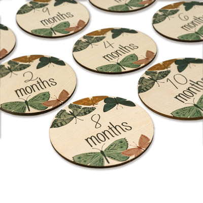 Butterfly Baby Milestone, Wooden Monthly Milestone, Boho Newborn Keepsake,Baby Girl Milestone Set,Baby Milestone Photo Props,Milestone Card