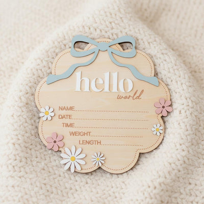 Personalized Wooden Birth Announcement Sign for Newborn Boy Photo