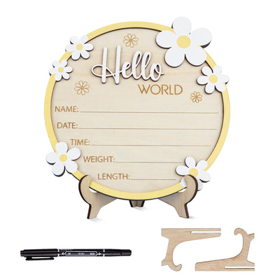 Hello World Sign, Daisy Birth Stats Sign, Daisy Birth Announcement,Baby Name Reveal For Hospital,Baby Name Reveal Baby Shower,Baby Name Sign
