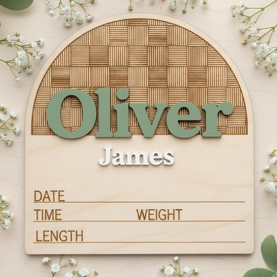 Personalized Baby Birth Announcement Sign Wooden Name Milestone Board