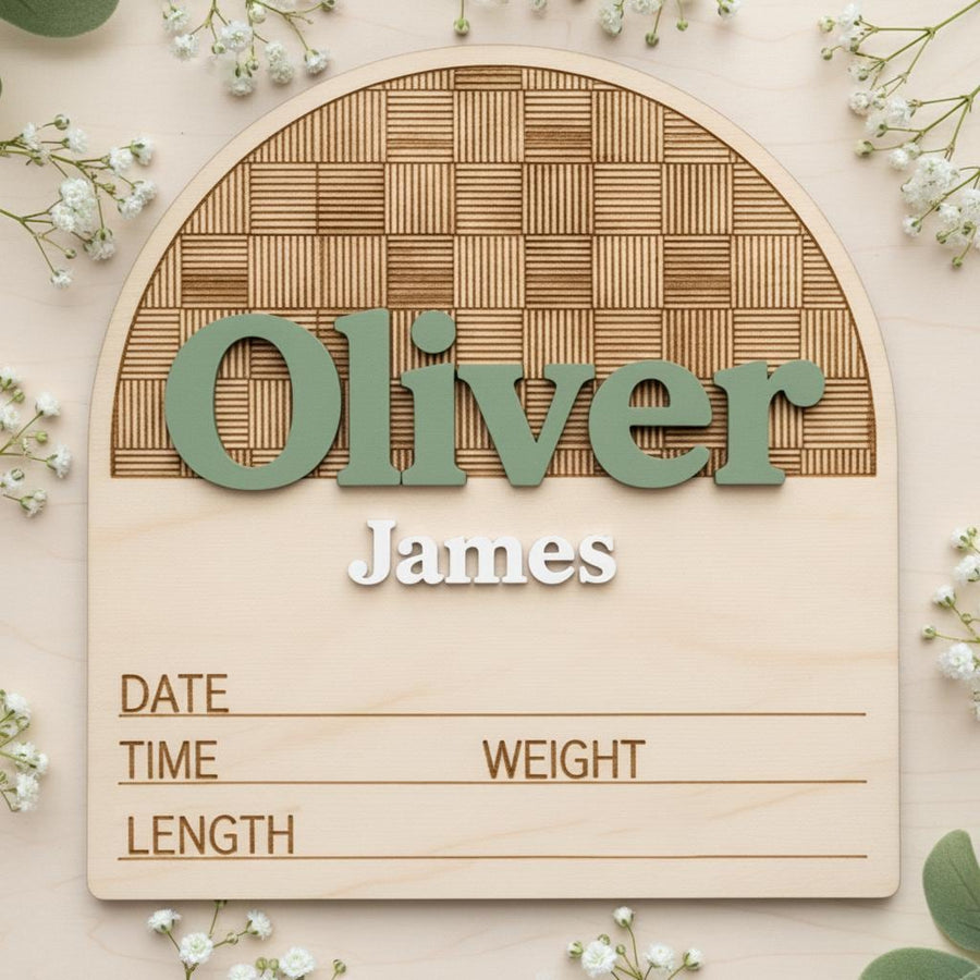 Personalized Baby Birth Announcement Sign Wooden Name Milestone Board