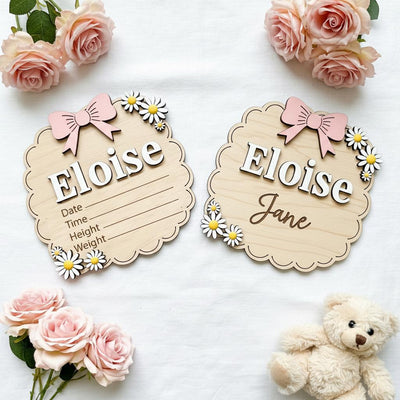 Personalized Baby Name Wood Sign Set, Hello World Announcement