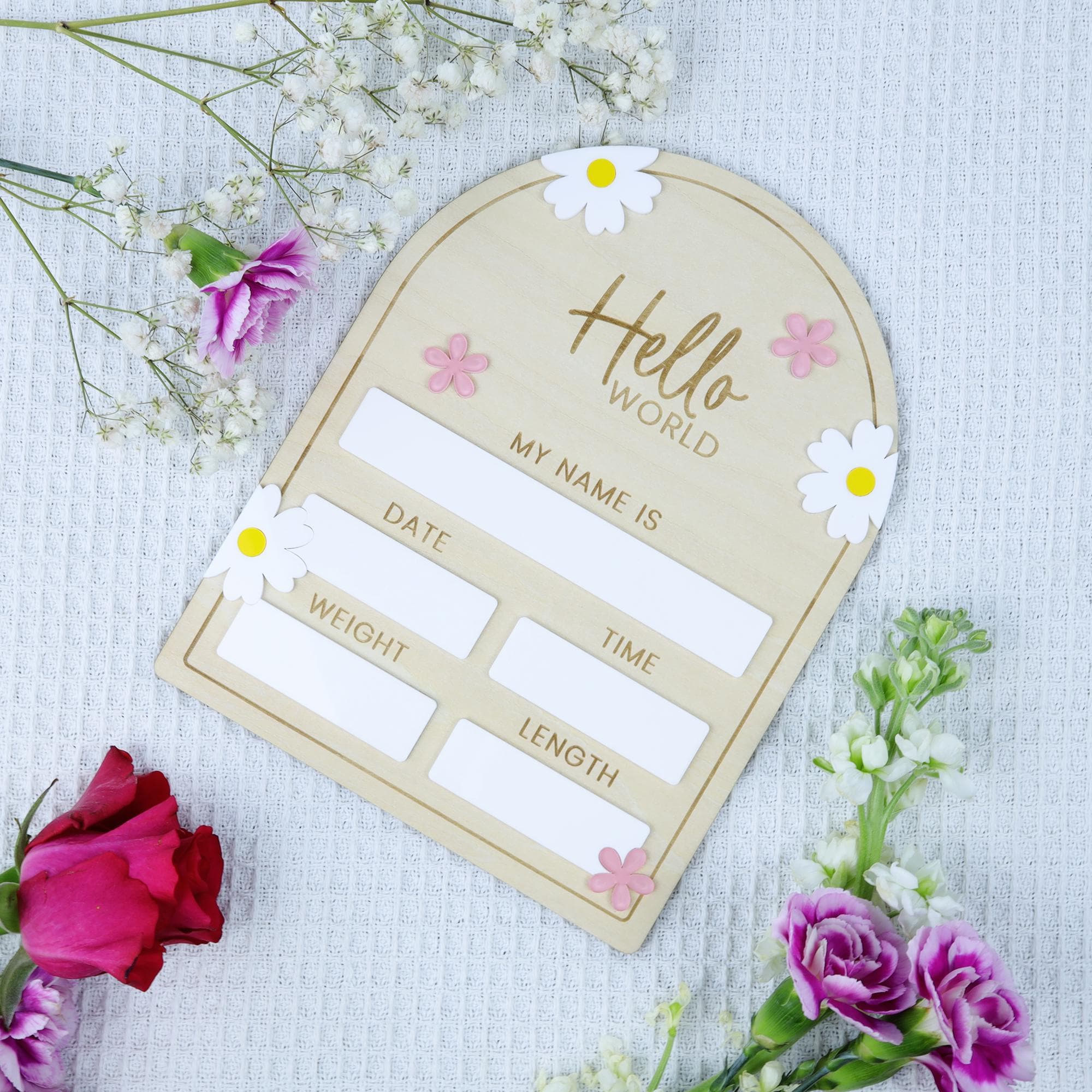 Baby Girl Birth Announcement, Hello World Baby Name Sign (Marker Included) , Birth Stat Sign, Birth Announcement Sign, Newborn Photo Prop