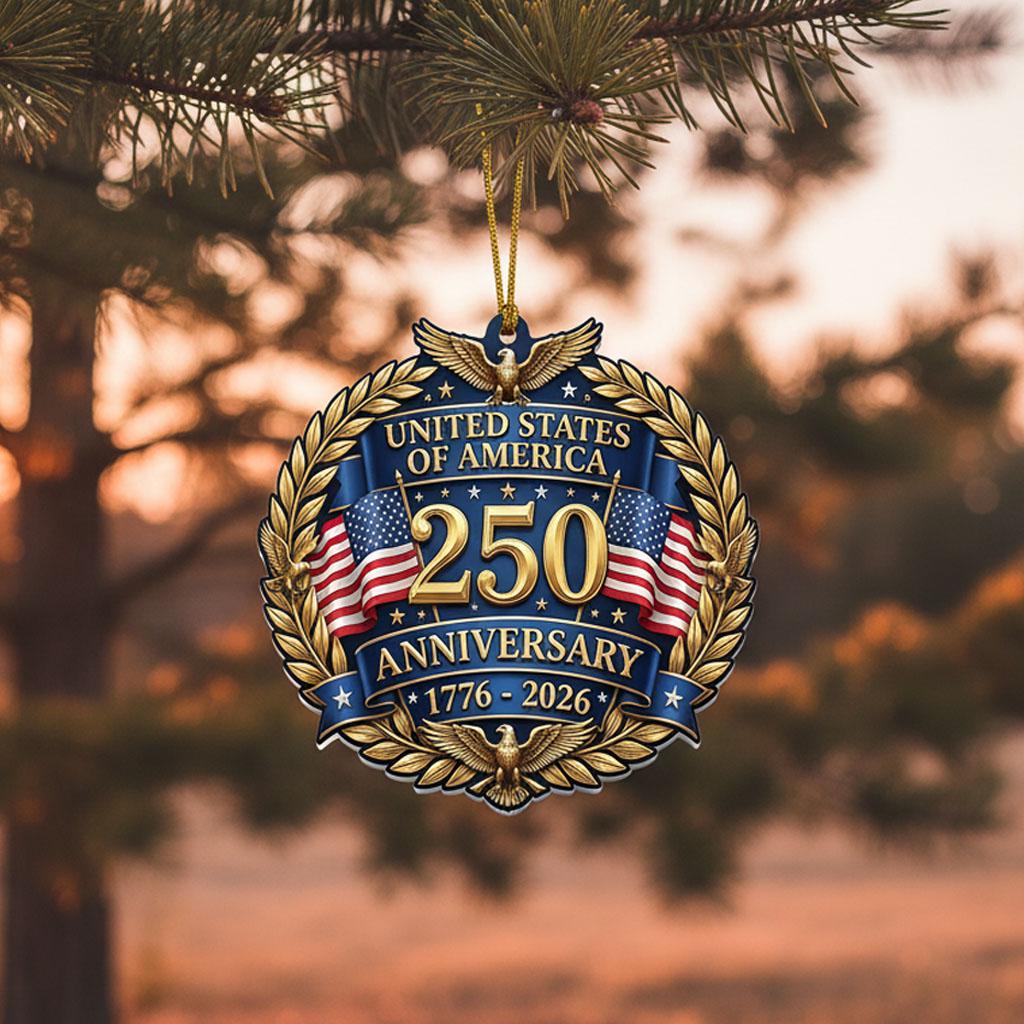 United States 250th Ornament, Semiquincentennial Eagle Medallion, 1776-2026 Patriotic Anniversary Gift, USA 250 Years Decor