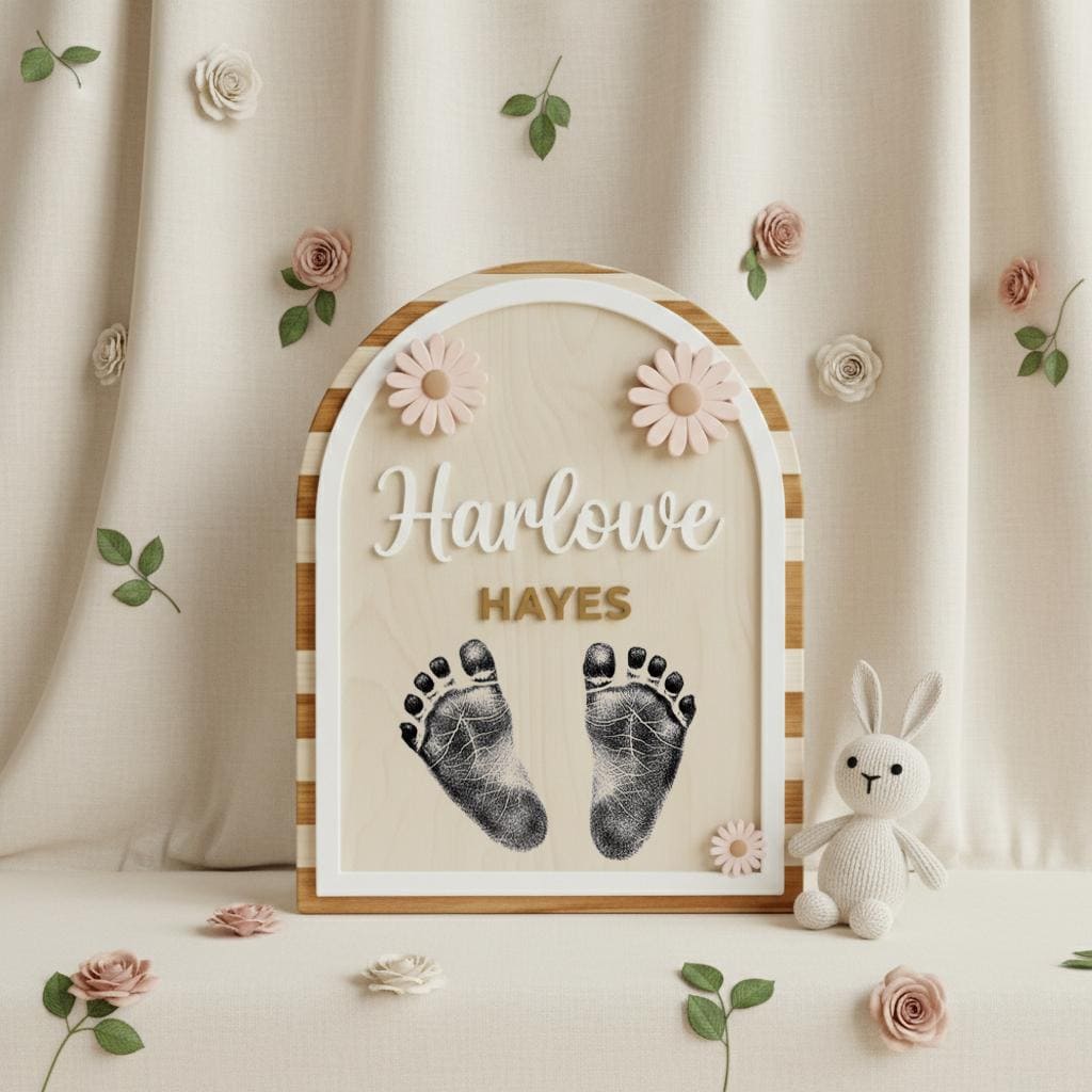 Personalized Baby Name Sign Wooden Nursery Decor, Custom Baby Birth Stats Sign, Baby Announcement Sign, Newborn Name Plaque