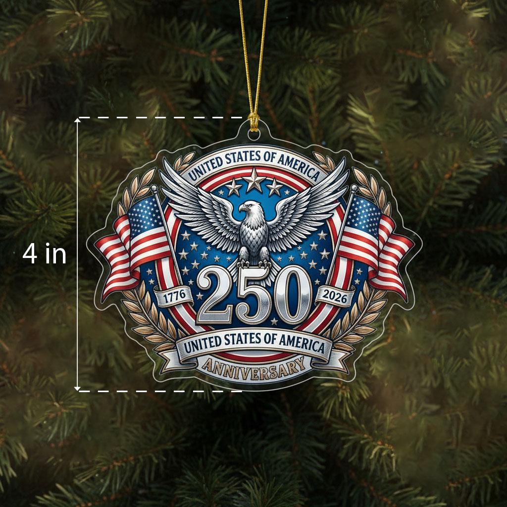 USA 250th Anniversary Ornament, Semiquincentennial Eagle Emblem Gift, 1776-2026 Patriotic Acrylic Decor, America 250 Years Keepsake