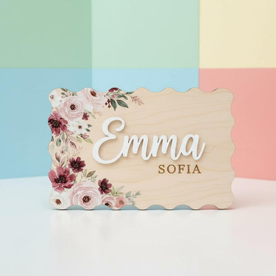 Personalized Floral Wooden Baby Name Sign Nursery Wall Decor