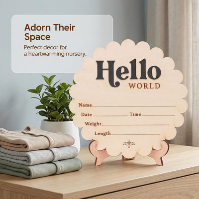 Hello World Baby Announcement Sign Birth Stats Sign Custom Baby Name Sign Newborn Announcement Photo Prop Baby Keepsake Gift
