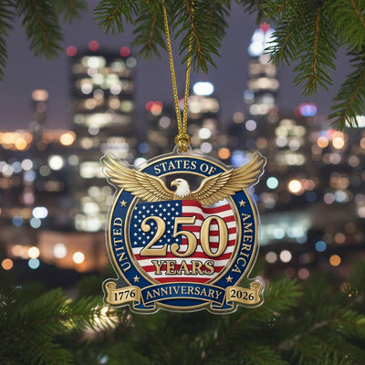 United States 250th Ornament, Semiquincentennial Eagle Emblem, 1776-2026 Patriotic Anniversary Gift, USA 250 Years Decor