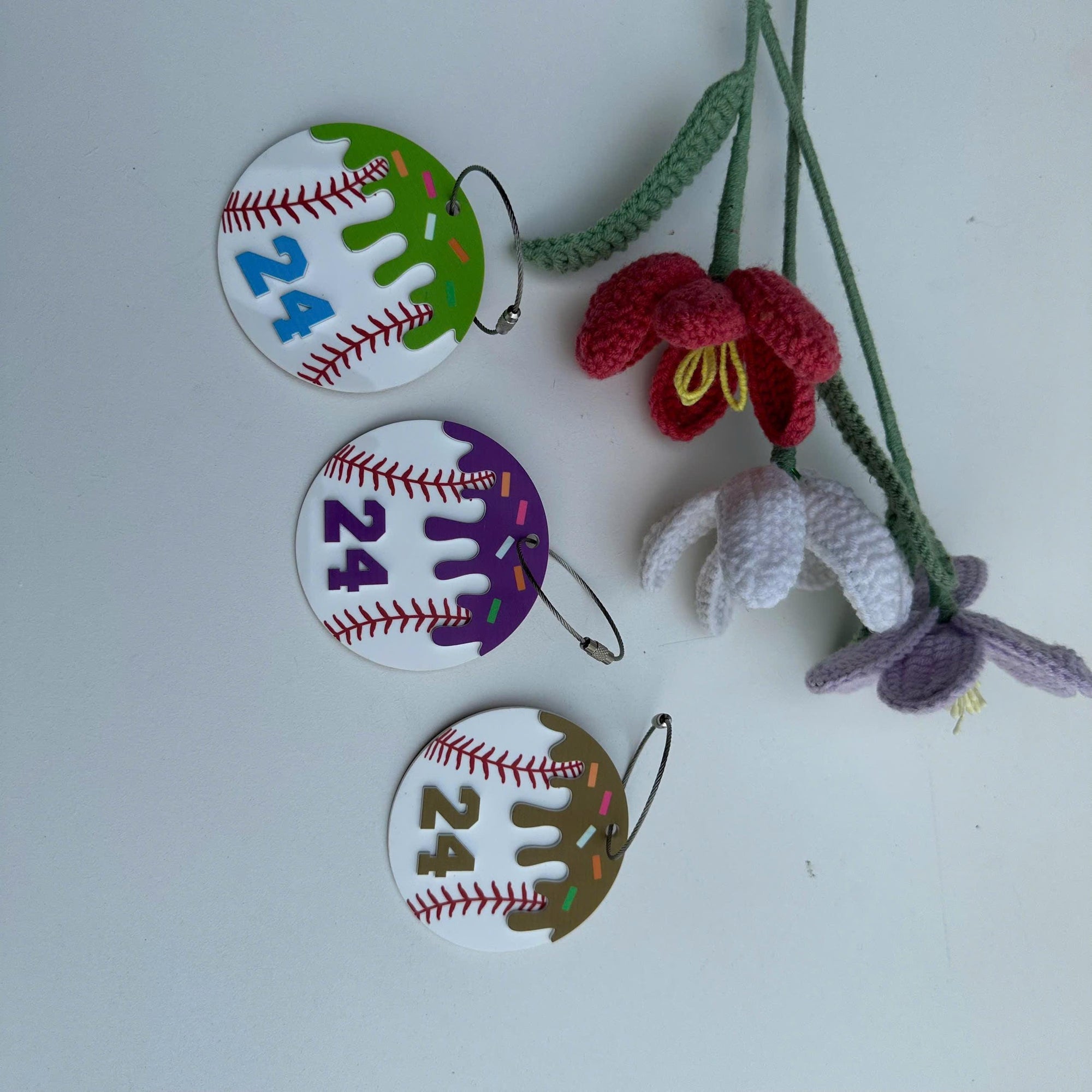 Personalized Baseball Keychain, Custom Baseball Number Keychain, Baseball Player Gift, Little League Team Gift, Acrylic Baseball Bag Tag