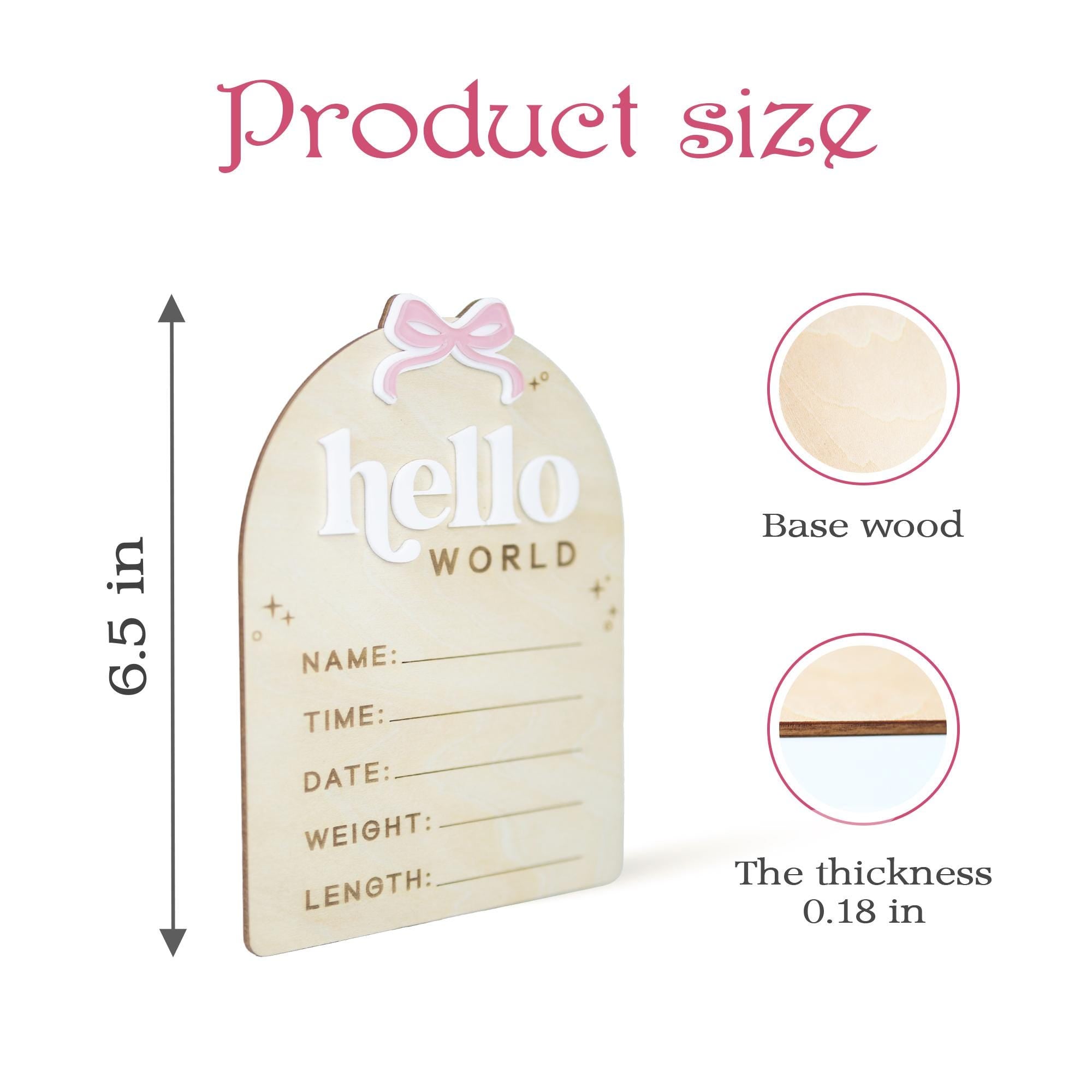 Birth Stats Sign Girl, Hello World Sign, Baby Birth Announcement Sign, Baby Shower Gift, Boho Baby Announcement, Birth Detail Sign With Bow