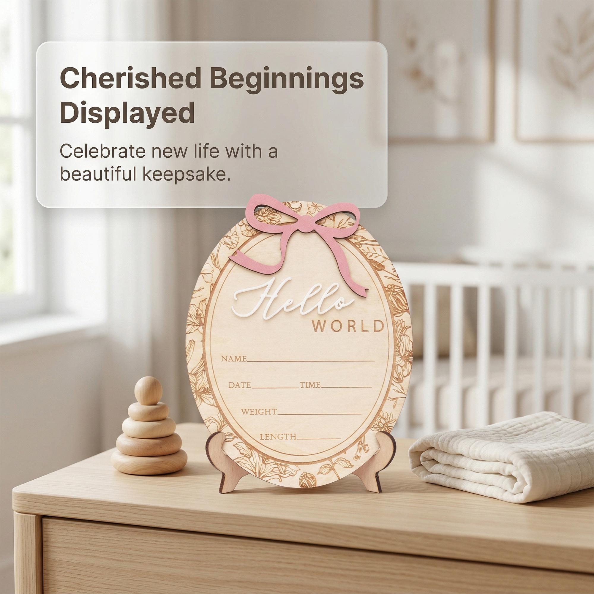 Hello World Baby Announcement Sign Personalized Birth Stats Sign Newborn Hospital Photo Prop Custom Baby Name Sign Gift