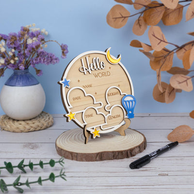 Hello World Sign, Wooden Birth Announcement Sign, Baby Announcement Sign,Hospital Sign,Hospital Birth Announcement,Baby Name Sign,Baby Stats