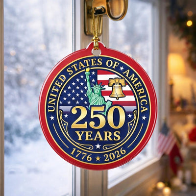 United States 250 Years Ornament, Semiquincentennial Official Style Gift, 1776-2026 Liberty Bell Decor, America 250th Keepsake