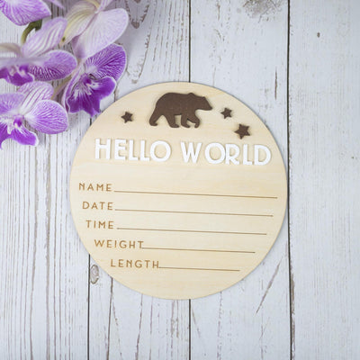 Hello World Sign, Birth Announcement, Birth Stats Sign, Baby Name Announcement, Hospital Name Sign, Newborn Wood Sign