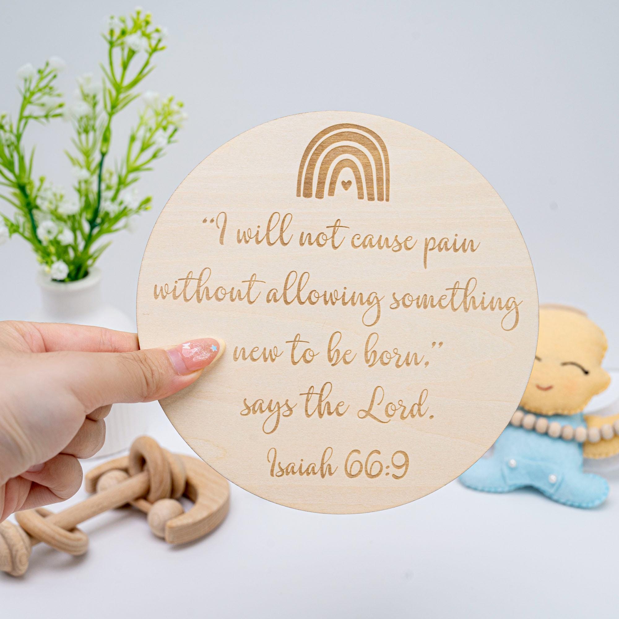 Rainbow Baby Nursery Sign, Christian Baby Shower Gift, Isaiah 66:9, Faith Gift For New Mom, Religious Gift For Mom Pregnant,Bible Verse Baby