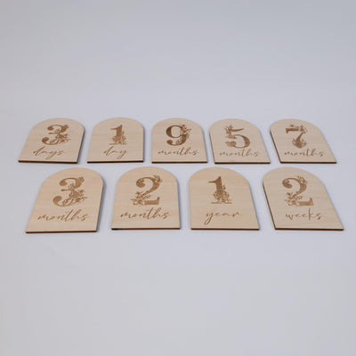 Baby Milestone Set, Monthly Milestones, Hello World Milestone Cards, Newborn Gift, Baby Shower Gift, Wooden Baby Monthly Milestone Markers