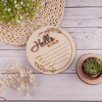 Hello World Name Sign, Personalised Wooden Name Sign For Nursery, 3D Baby Birth Announcement Sign, Name Reveal Idea, Baby Arrival Sign