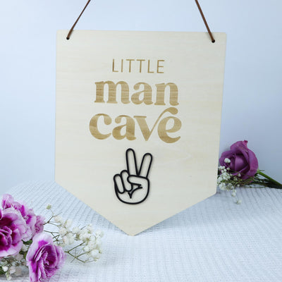 Little Man Cave Sign, Baby Boy Nursery Sign, Boy Nursery Decor, Baby Boy Gift, Boy Room Wall Decor, Pennant Sign, Banner For Boys Room Decor