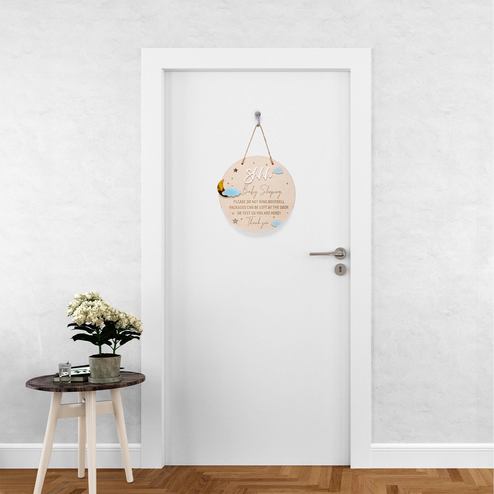 Baby Sleeping Sign, Do Not Disturb Baby Sleeping, Dont Ring Doorbell Sign, Front Door Sign, Do Not Knock Or Ring Bell, Baby Shower Gift