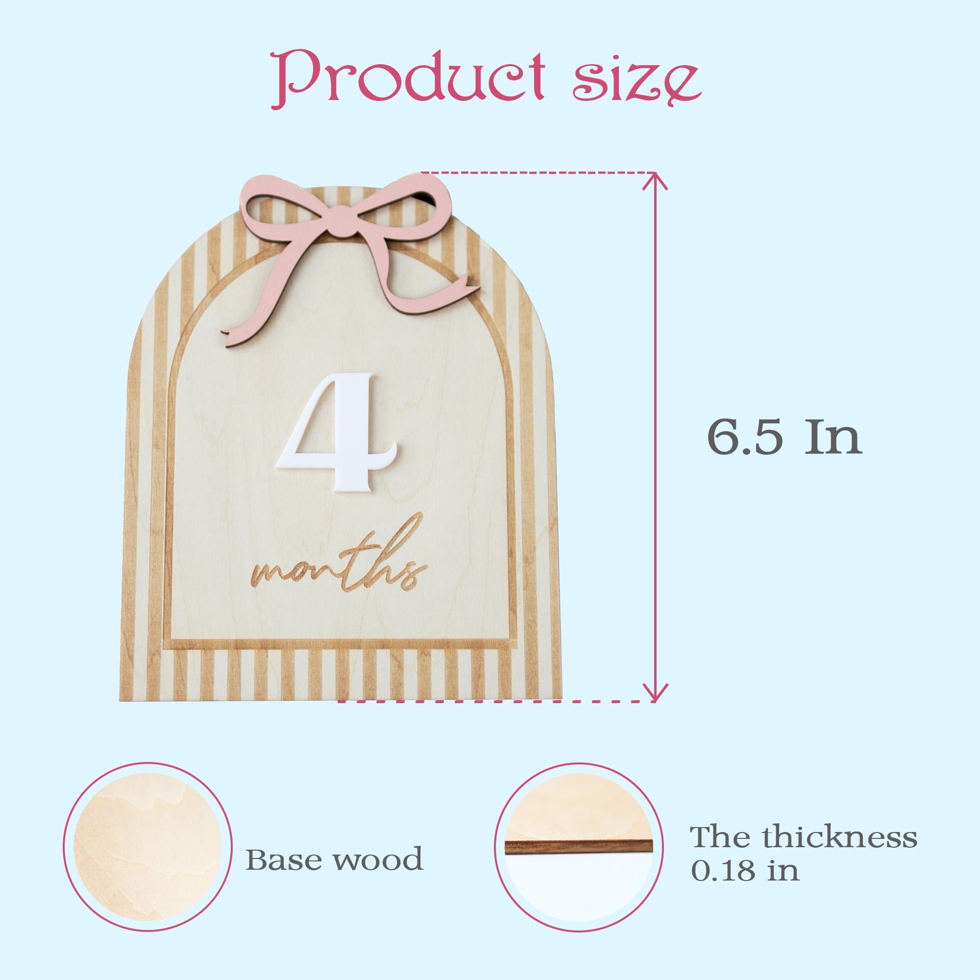 Wooden Baby Monthly Milestone Sign, Pink Bow Baby Girl Milestone Marker, Baby Photo Prop, Baby Girl Month Milestone, Baby Keepsake Sign