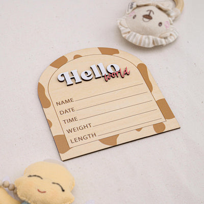 Wooden Hello World Birth Announcement Sign, Layered Baby Name Sign, Rustic Newborn Photo Prop,Birth Announcement Sign For Hospital,Baby Gift