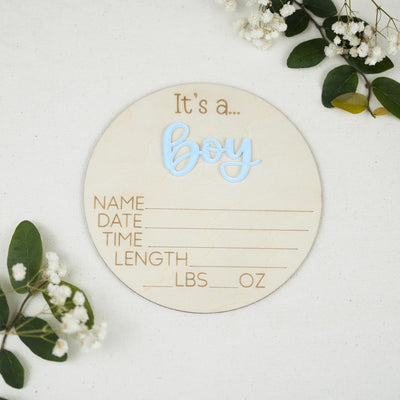Surprise Gender Reveal Sign, Wooden Baby Announcement Sign, It's A Girl Sign, It's A Boy Announcement, Birth Stat Sign, Baby Shower Gift