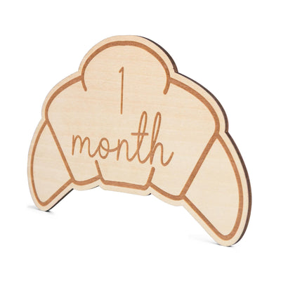 Wooden Croissant Baby Milestone Set, Rustic Monthly Photo Props,Hello World Birth Announcement Sign,Newborn Keepsake Gift,Monthly Milestones