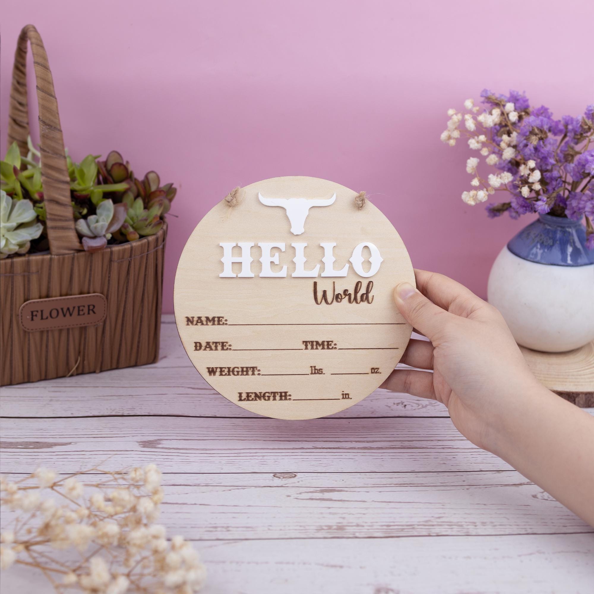 Western Baby Announcement Sign Boy, Newborn Photo Prop, Baby Birth Stats Sign, Bull Western Nursery Sign, Newborn Announcement Sign Boys