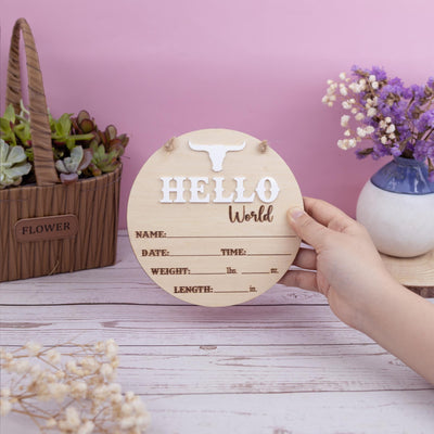 Western Baby Announcement Sign Boy, Newborn Photo Prop, Baby Birth Stats Sign, Bull Western Nursery Sign, Newborn Announcement Sign Boys