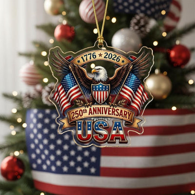 USA 250th Anniversary Ornament, Semiquincentennial Eagle Gift, 1776-2026 Patriotic Acrylic Keepsake, America Birthday Tree Decor