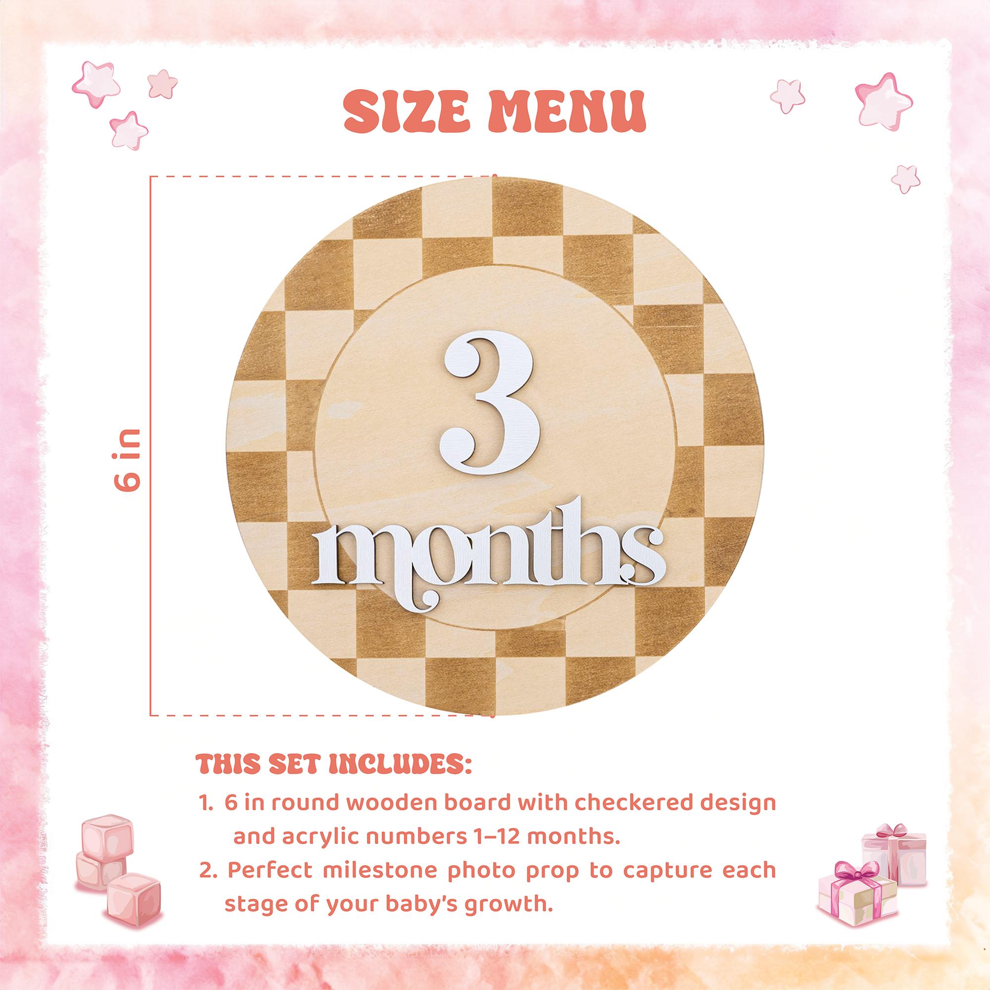 Checkered Baby Milestone Card, Milestone Sign Checkered, Retro Baby Photo Prop, Minimalist Nursery Decor, Nursery Milestone Discs, Baby Gift