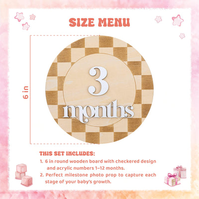 Checkered Baby Milestone Card, Milestone Sign Checkered, Retro Baby Photo Prop, Minimalist Nursery Decor, Nursery Milestone Discs, Baby Gift