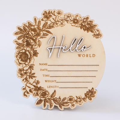 Floral Baby Name Announcement Sign With Birth Stats, Baby Arrival Announcement Sign, Baby Name Reveal, Personalized Baby Announcement Sign