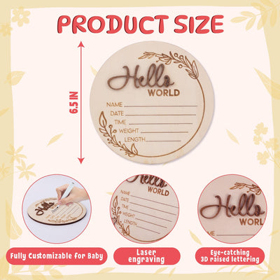 Hello World Name Sign, Personalised Wooden Name Sign For Nursery, 3D Baby Birth Announcement Sign, Name Reveal Idea, Baby Arrival Sign