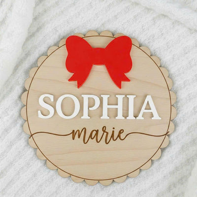Personalized Wooden Baby Name Sign with Bow, Girl Nursery Name Decor