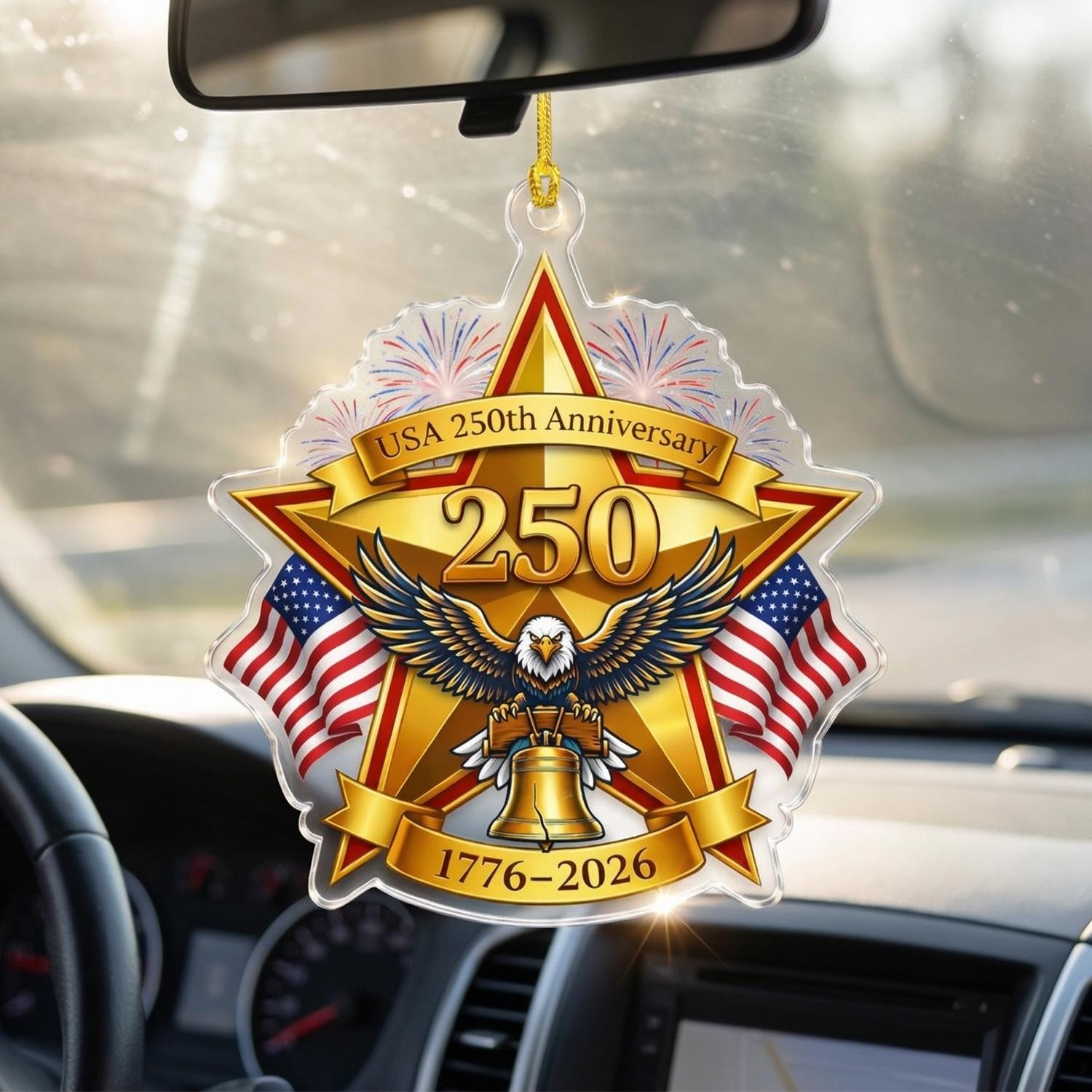 USA 250th Anniversary Ornament, Semiquincentennial Eagle Gift, 1776-2026 Car Hanging Accessory, America 250th Birthday Decor