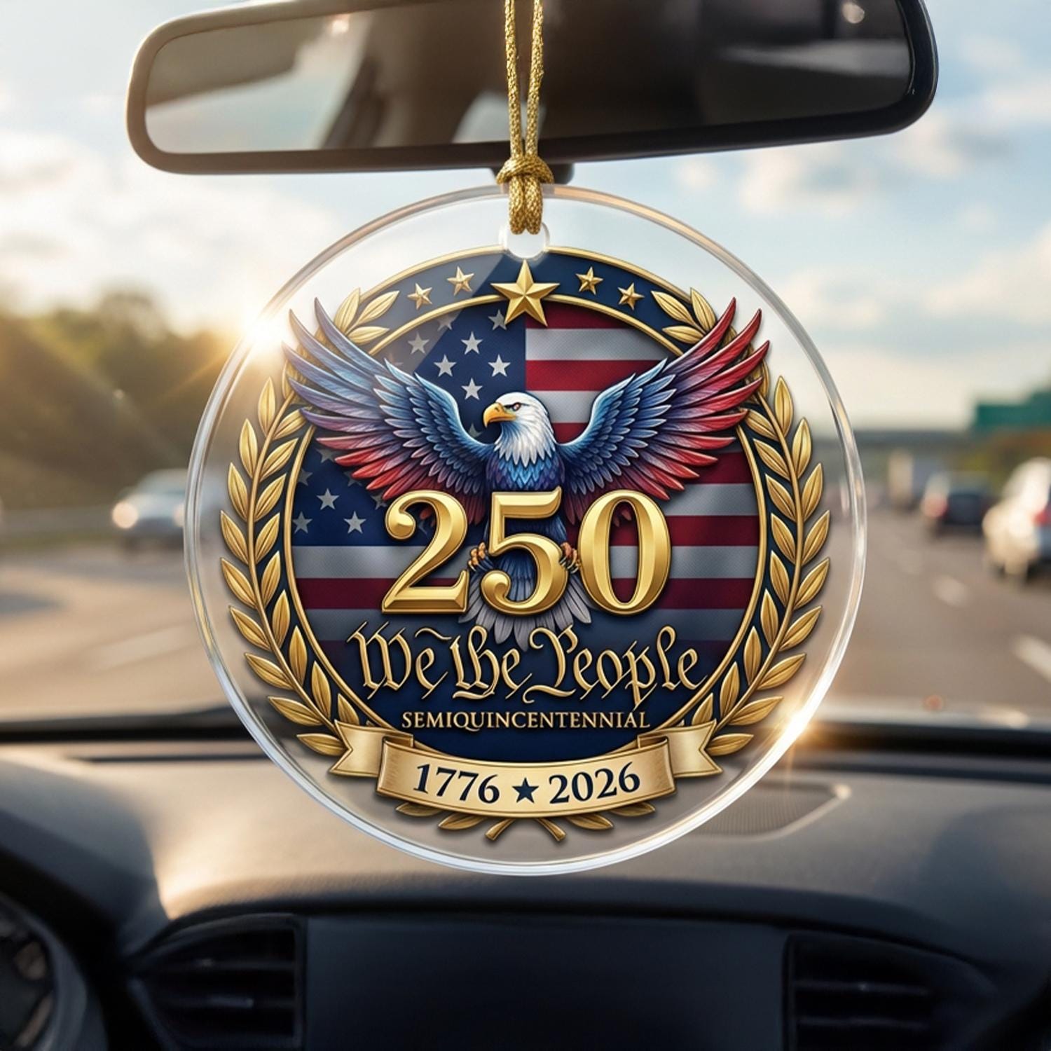 We The People 250th Ornament, Semiquincentennial Eagle Gift, 1776-2026 Patriotic Acrylic Keepsake, USA 250 Years Decor