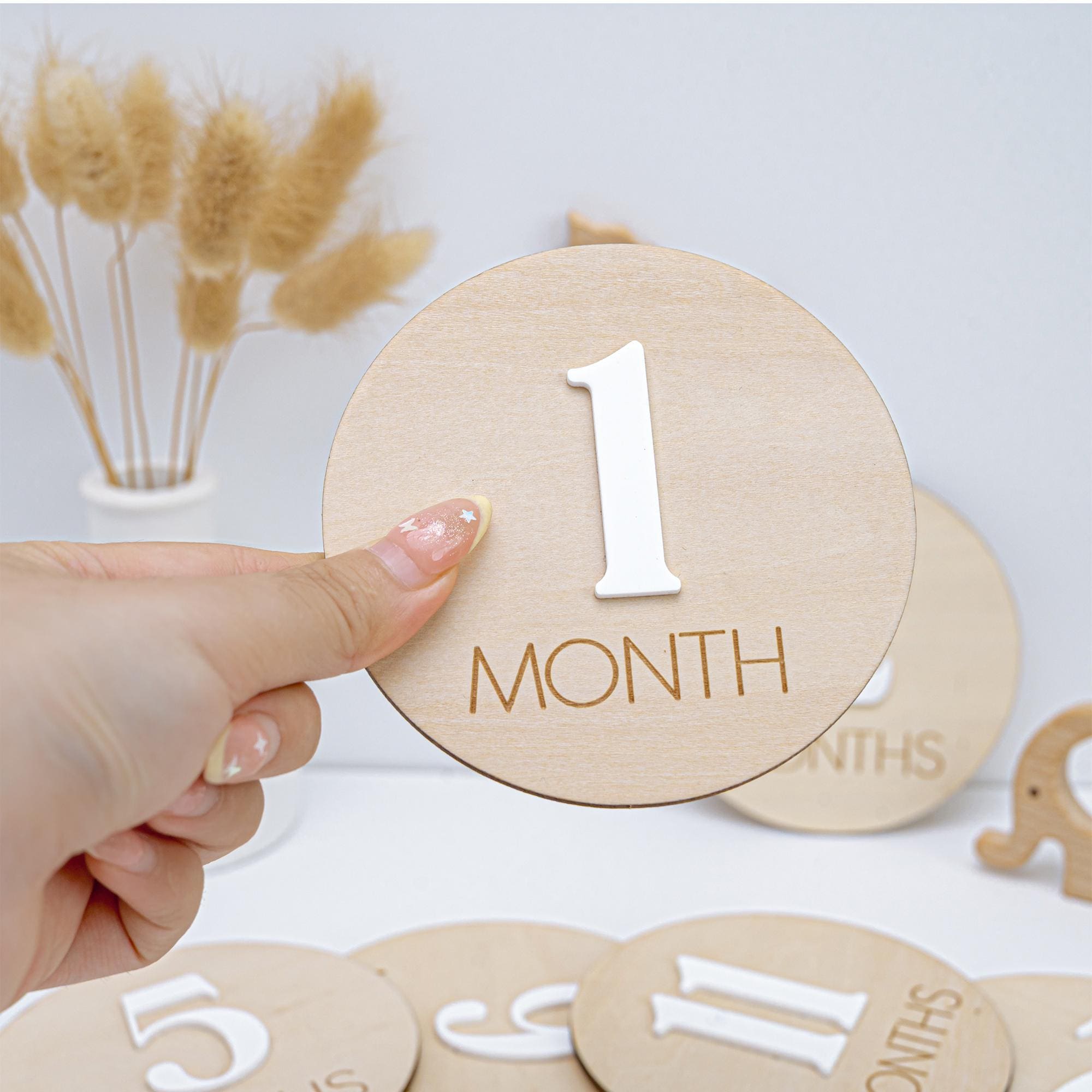 Baby Monthly Milestone Discs, Monthly Milestone Cards Baby, 3D Wood Engraved Monthly Milestone Markers, Newborn Photo Props,Boho Baby Shower