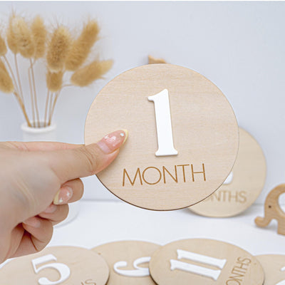 Baby Monthly Milestone Discs, Monthly Milestone Cards Baby, 3D Wood Engraved Monthly Milestone Markers, Newborn Photo Props,Boho Baby Shower