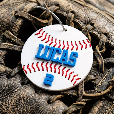 Personalized Baseball Keychain Custom Name and Number, Baseball Bag Tag, Acrylic Baseball Player Gift, Little League Gift