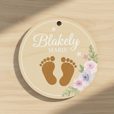 Personalized Baby Announcement Disc, Wooden Baby Birth Stats Sign, Custom Newborn Name Sign, Baby Announcement Photo Prop
