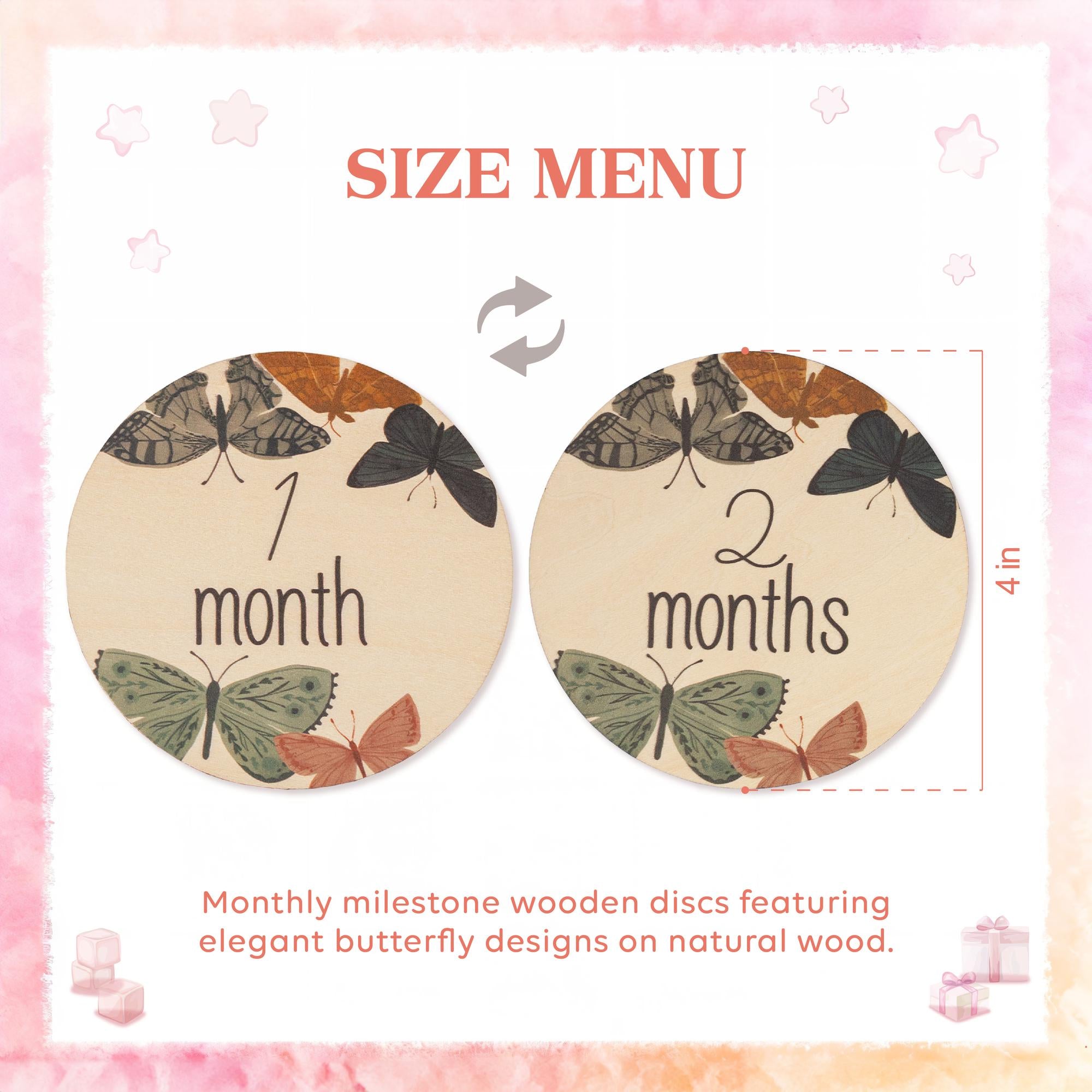 Butterfly Baby Milestone, Wooden Monthly Milestone, Boho Newborn Keepsake,Baby Girl Milestone Set,Baby Milestone Photo Props,Milestone Card